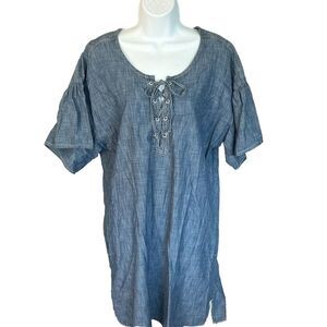 gap denim dress Tie Shirt Women XL